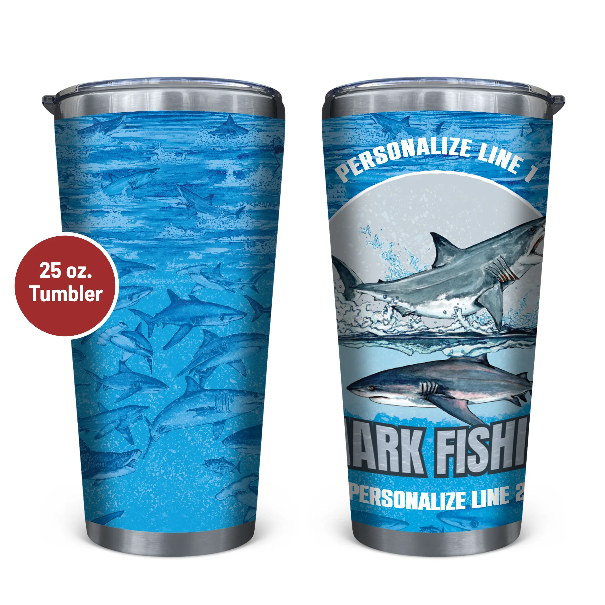Shark Fishing Stainless Steel Drinkware - Image 3